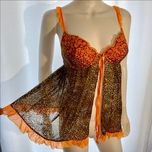 36C VS Victoria’s Secret Leopard Sexy Chemise Lingerie slip